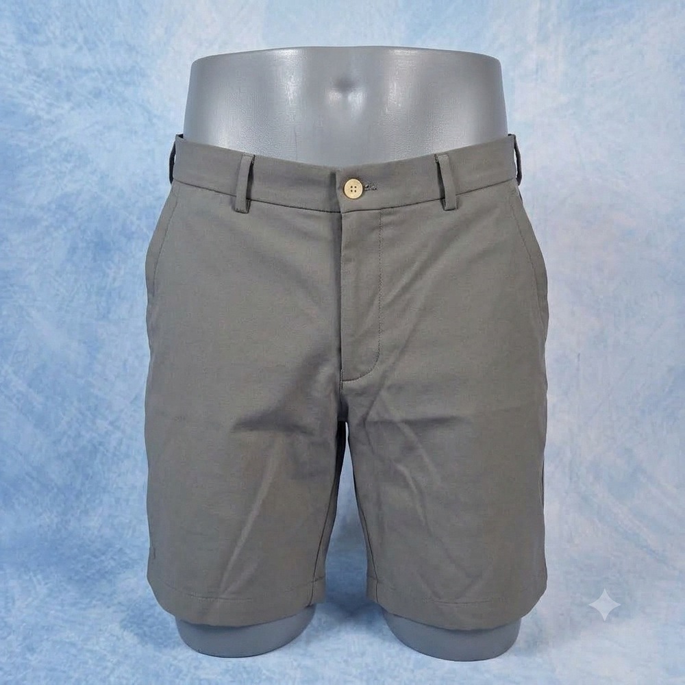Peter Millar Crown Sport Performance Golf Shorts Mens 30 Green Khaki Flat Front